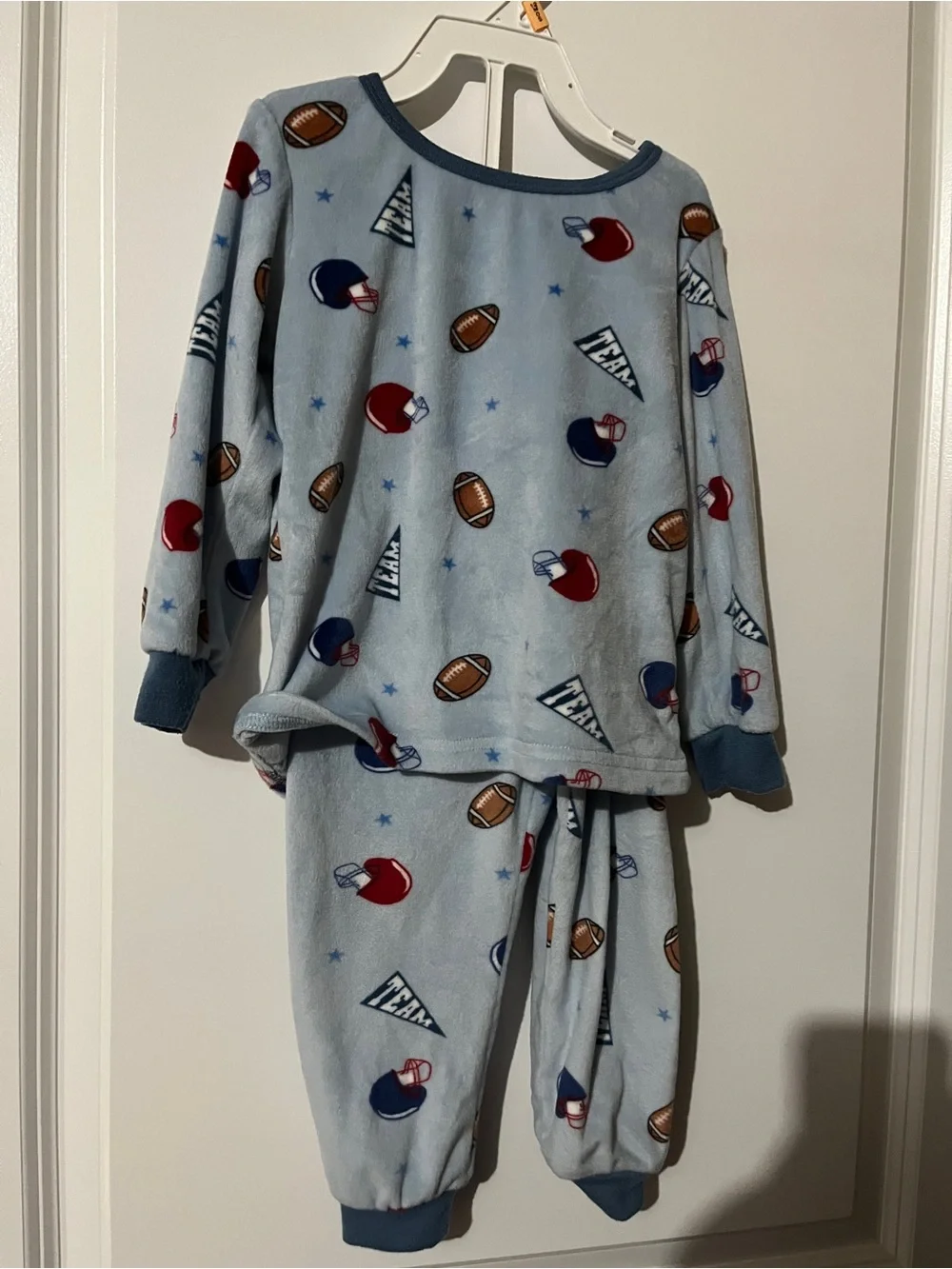 Cozy Light Blue Football-Print Kids Pajama Set